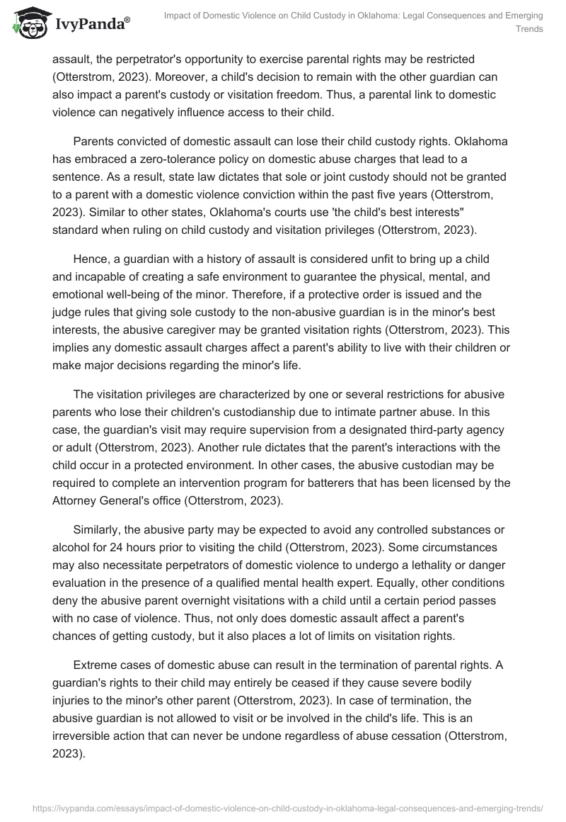 Impact of Domestic Violence on Child Custody in Oklahoma: Legal Consequences and Emerging Trends. Page 2