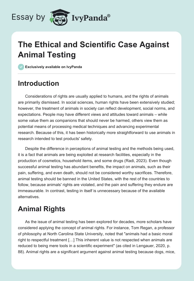 The Ethical and Scientific Case Against Animal Testing. Page 1