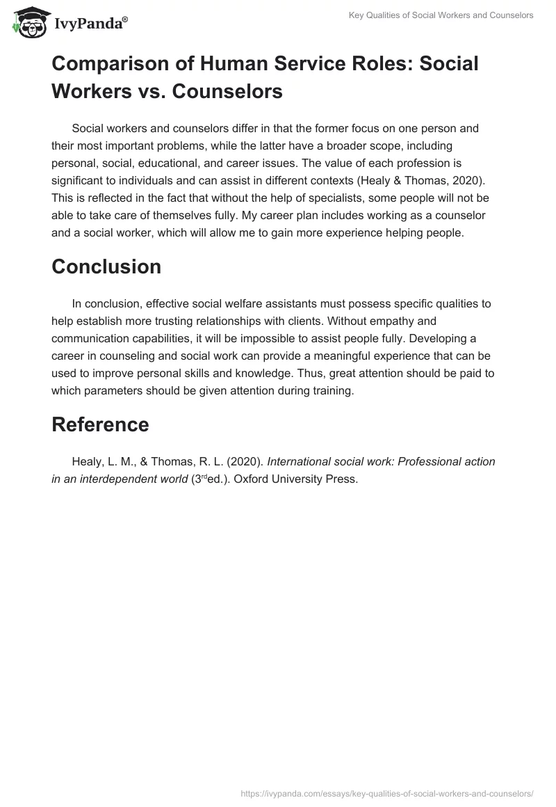 Key Qualities of Social Workers and Counselors. Page 2