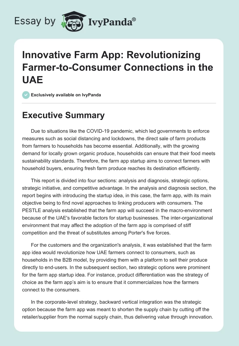 Innovative Farm App: Revolutionizing Farmer-to-Consumer Connections in the UAE. Page 1