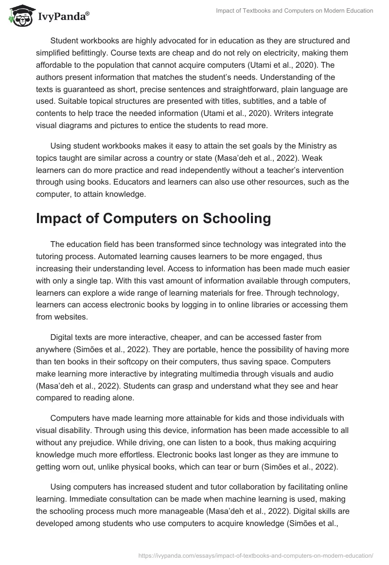 Impact of Textbooks and Computers on Modern Education. Page 2