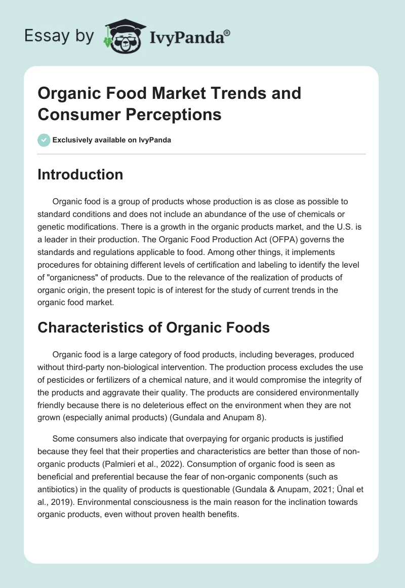Organic Food Market Trends and Consumer Perceptions. Page 1