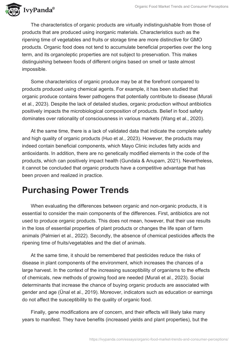 Organic Food Market Trends and Consumer Perceptions. Page 2