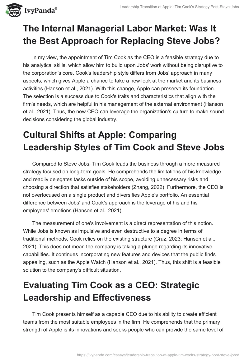 Leadership Transition at Apple: Tim Cook’s Strategy Post-Steve Jobs. Page 2