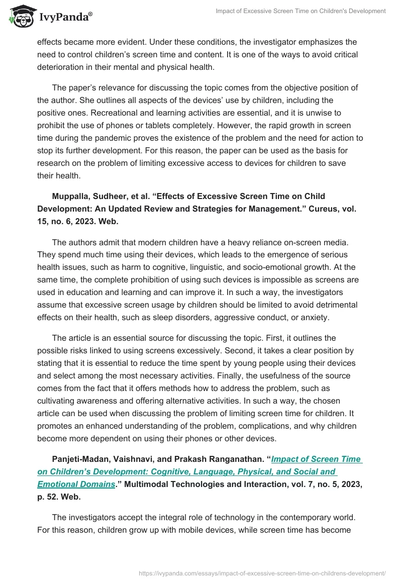 Impact of Excessive Screen Time on Children's Development. Page 2