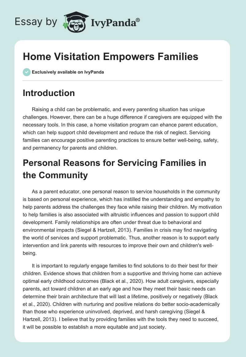 Home Visitation Empowers Families. Page 1