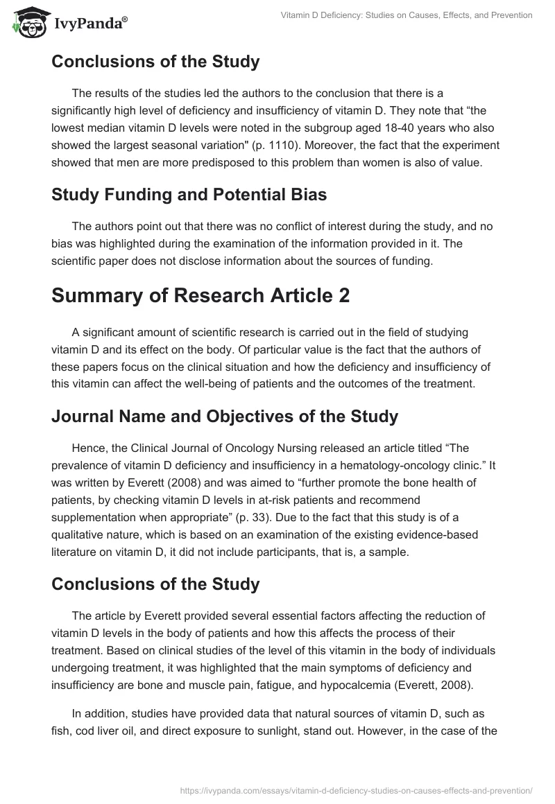 Vitamin D Deficiency: Studies on Causes, Effects, and Prevention. Page 2