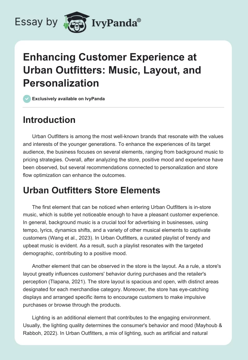 Enhancing Customer Experience at Urban Outfitters: Music, Layout, and Personalization. Page 1