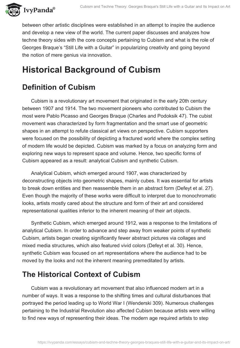 Cubism and Techne Theory: Georges Braque's "Still Life with a Guitar" and Its Impact on Art. Page 2