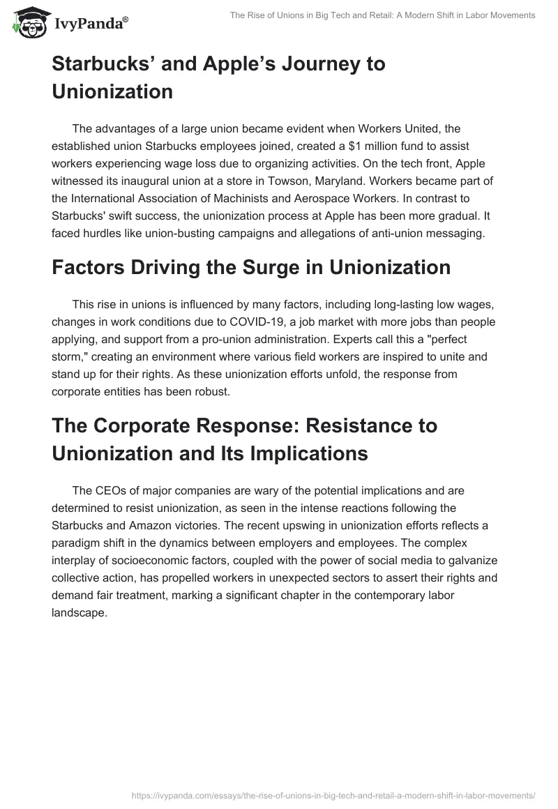 The Rise of Unions in Big Tech and Retail: A Modern Shift in Labor Movements. Page 2