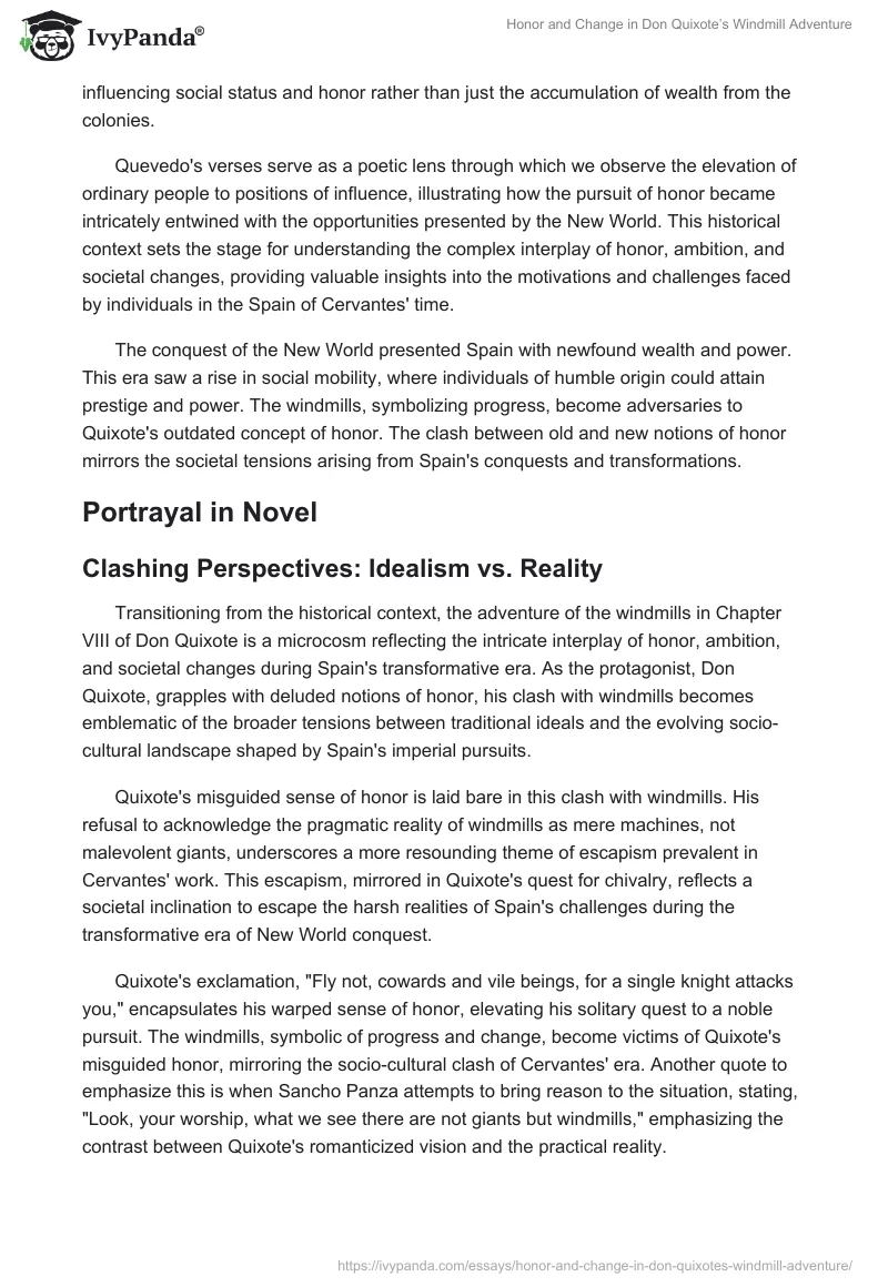 Honor and Change in Don Quixote’s Windmill Adventure. Page 2