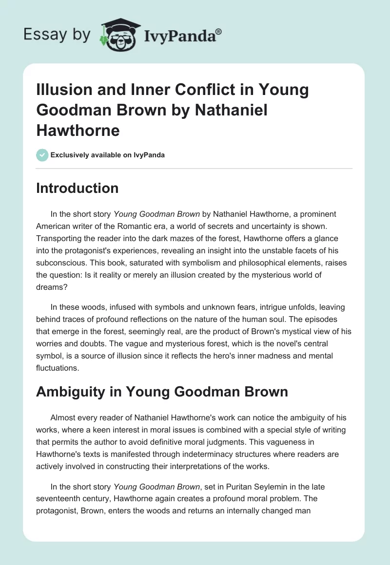 Illusion and Inner Conflict in Young Goodman Brown by Nathaniel Hawthorne. Page 1