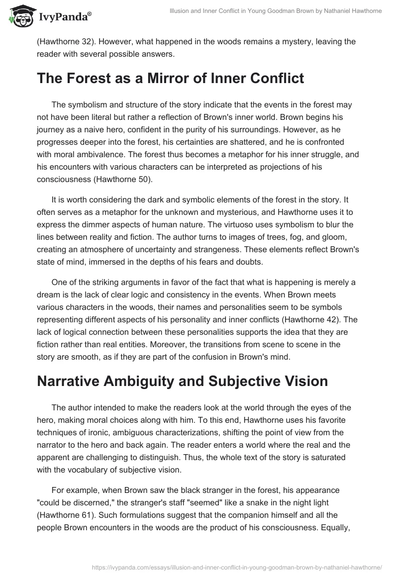Illusion and Inner Conflict in Young Goodman Brown by Nathaniel Hawthorne. Page 2