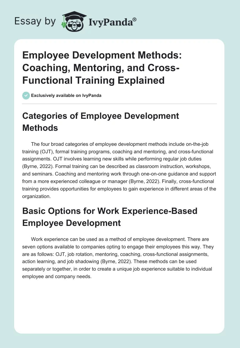 Employee Development Methods: Coaching, Mentoring, and Cross-Functional Training Explained. Page 1