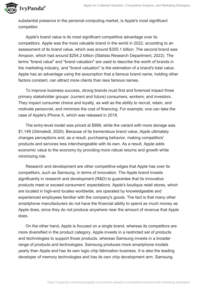 Apple Inc.'s Market Valuation, Competitive Analysis, and Marketing Strategies. Page 2