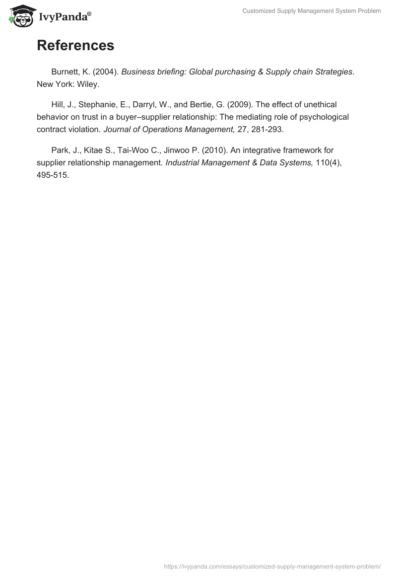 Customized Supply Management System Problem. Page 3