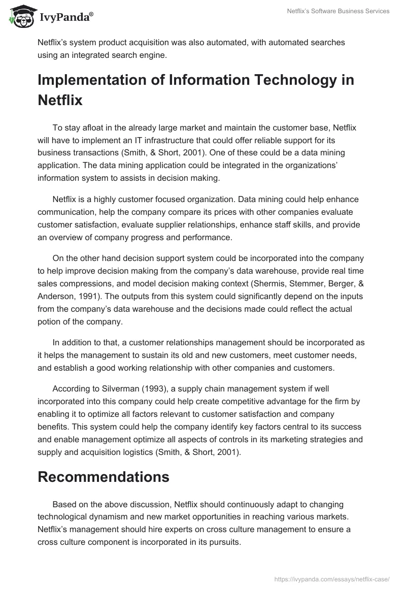 Netflix’s Software Business Services. Page 5