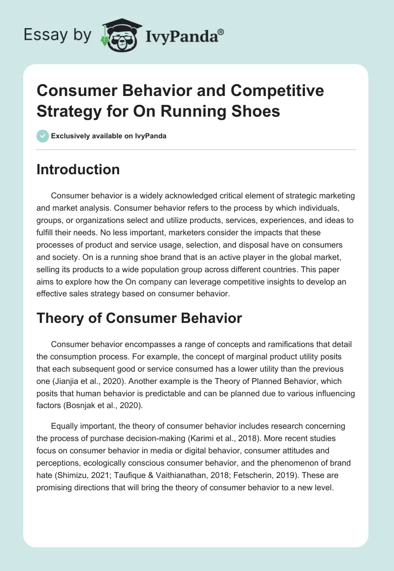 Consumer Behavior and Competitive Strategy for On Running Shoes. Page 1