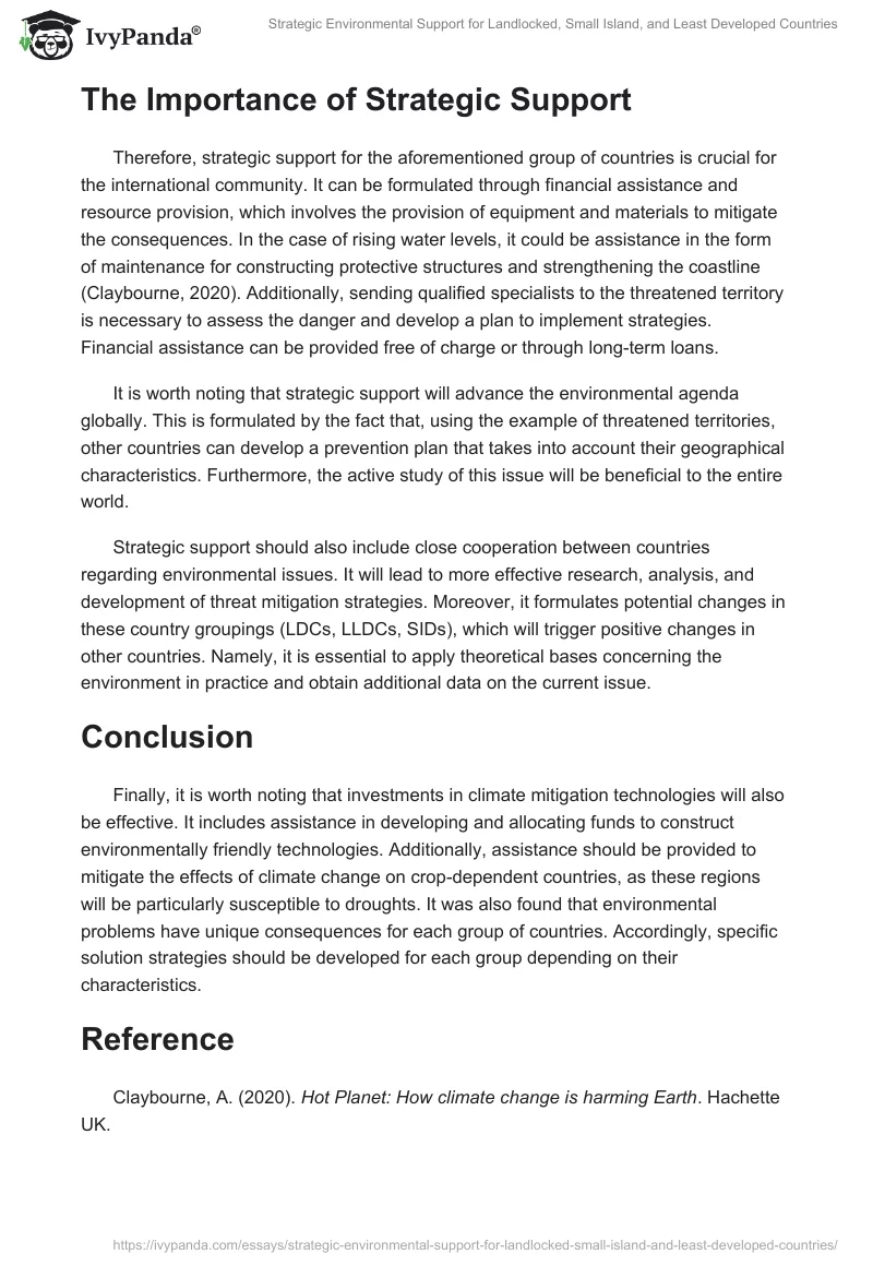 Strategic Environmental Support for Landlocked, Small Island, and Least Developed Countries. Page 2