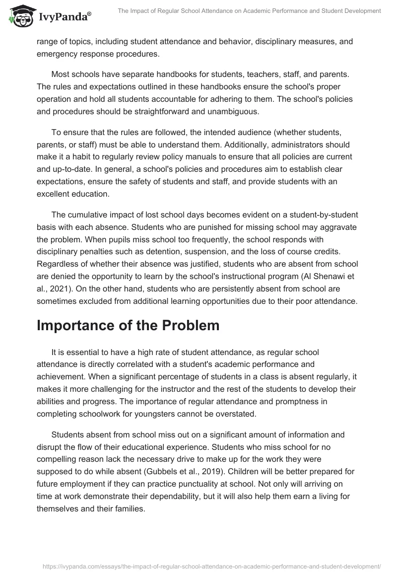 The Impact of Regular School Attendance on Academic Performance and Student Development. Page 2