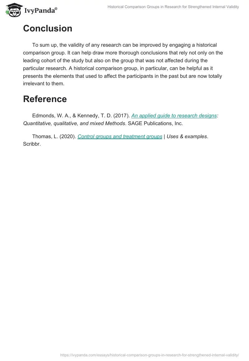 Historical Comparison Groups in Research for Strengthened Internal Validity. Page 2