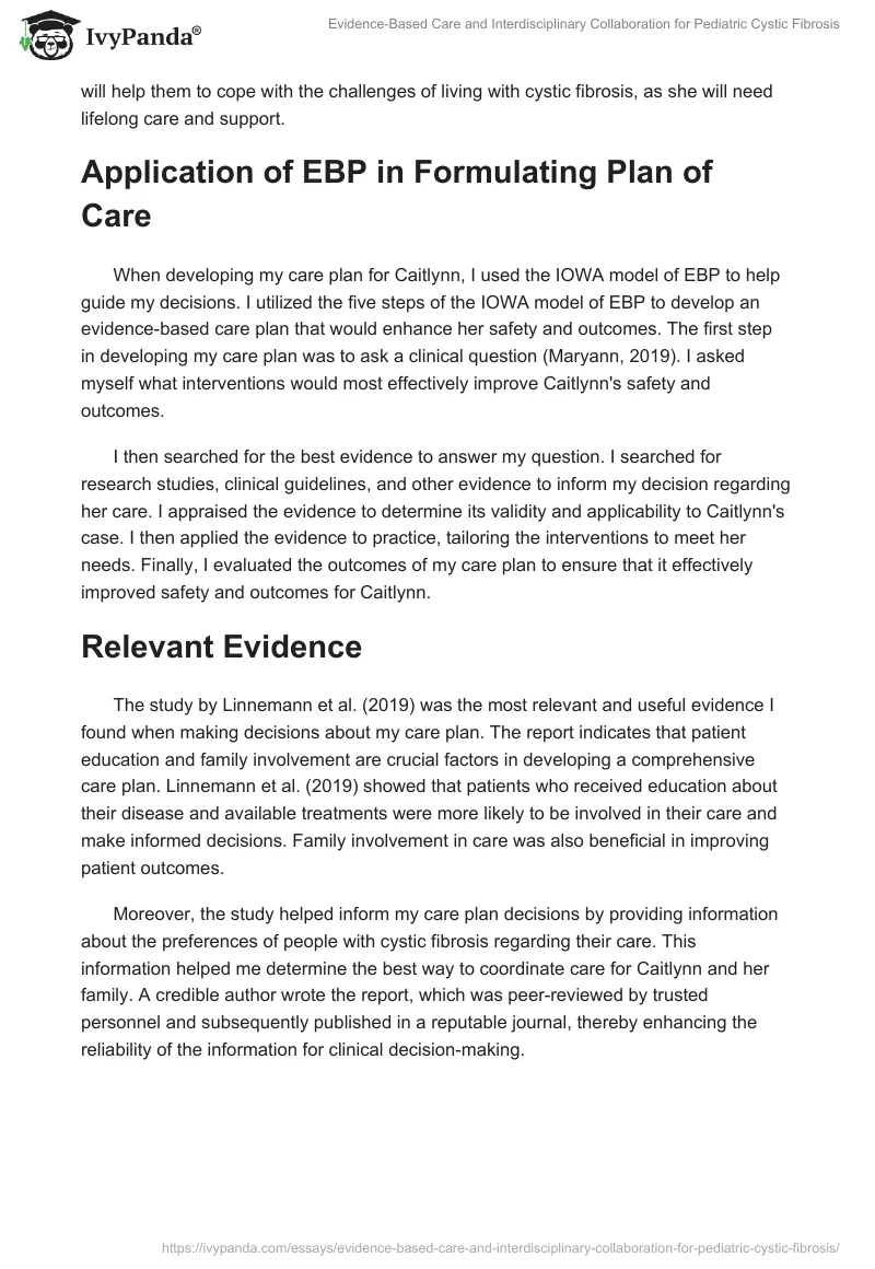 Evidence-Based Care and Interdisciplinary Collaboration for Pediatric Cystic Fibrosis. Page 2