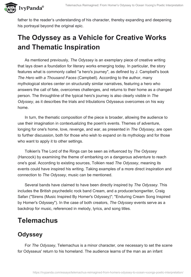 Telemachus Reimagined: From Homer’s Odyssey to Ocean Vuong’s Poetic Interpretation. Page 2