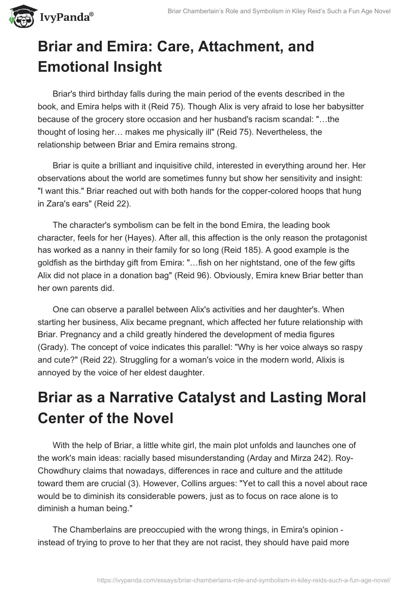 Briar Chamberlain’s Role and Symbolism in Kiley Reid’s Such a Fun Age Novel. Page 2