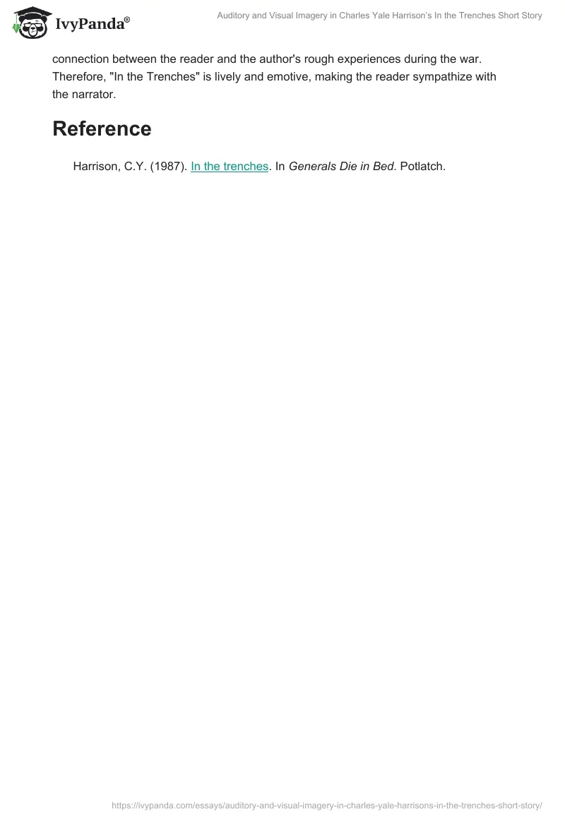 Auditory and Visual Imagery in Charles Yale Harrison’s "In the Trenches" Short Story. Page 2