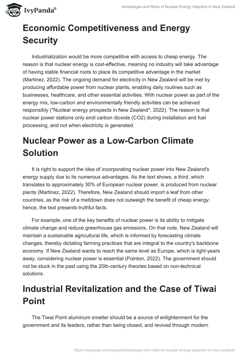 Advantages and Risks of Nuclear Energy Adoption in New Zealand. Page 2