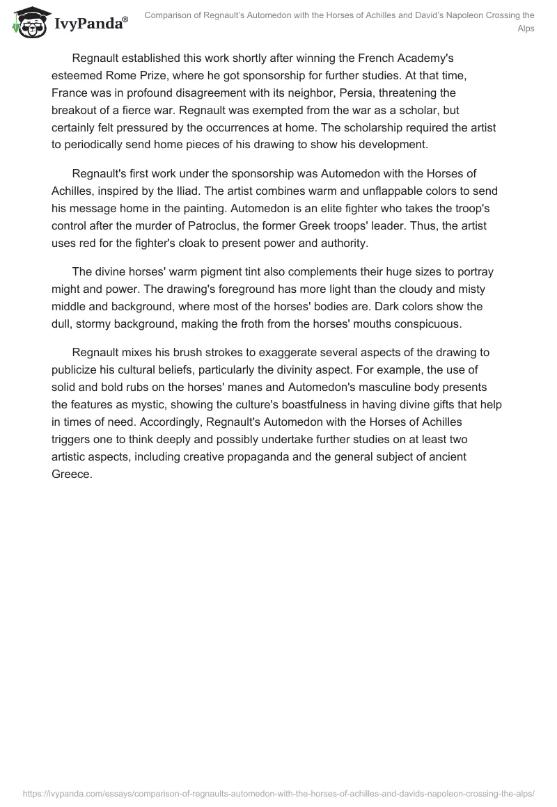 Comparison of Regnault’s Automedon with the Horses of Achilles and David’s Napoleon Crossing the Alps. Page 2