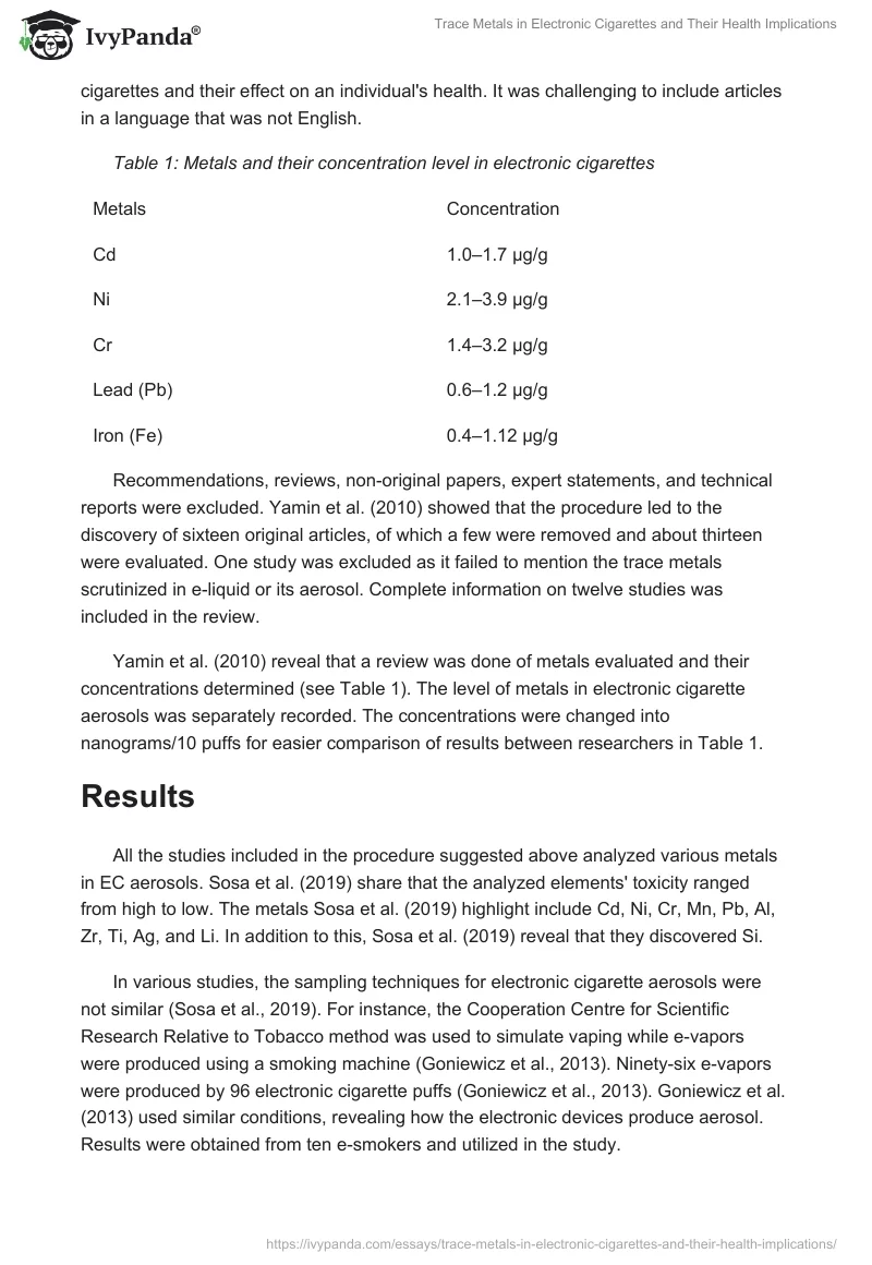 Trace Metals in Electronic Cigarettes and Their Health Implications. Page 2