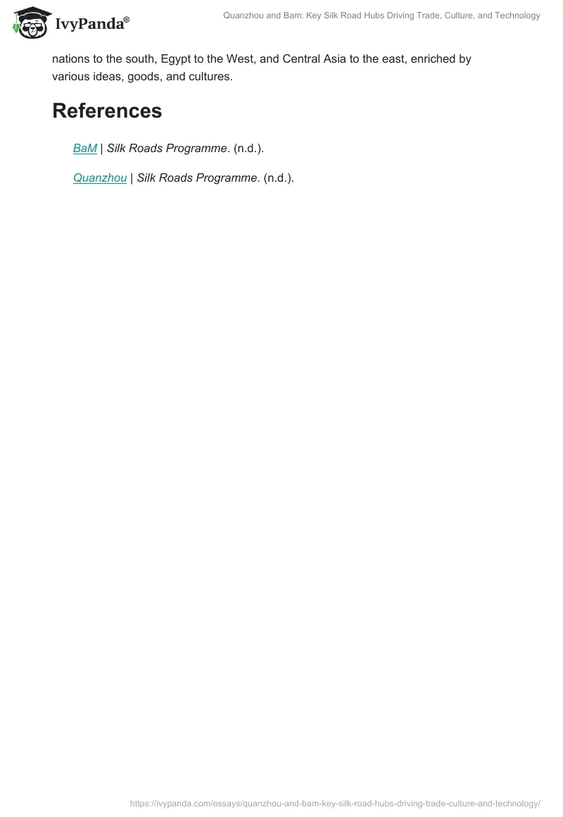 Quanzhou and Bam: Key Silk Road Hubs Driving Trade, Culture, and Technology. Page 2