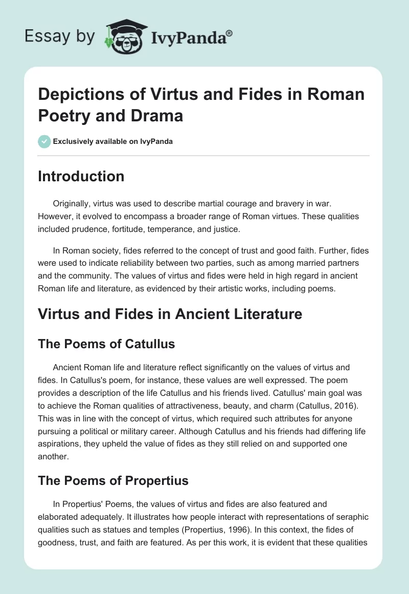 Depictions of Virtus and Fides in Roman Poetry and Drama. Page 1