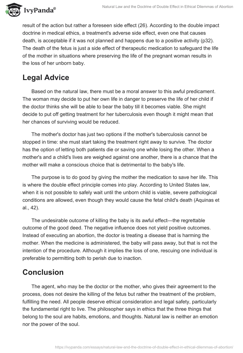 Natural Law and the Doctrine of Double Effect in Ethical Dilemmas of Abortion. Page 2