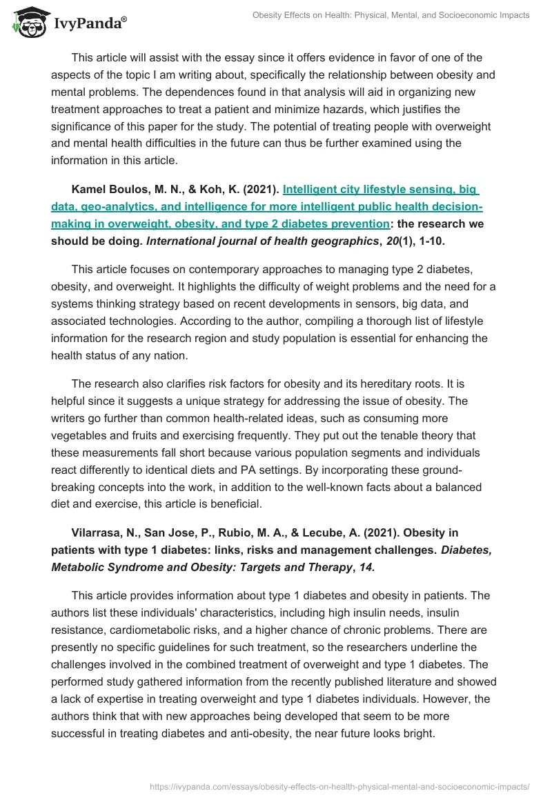 Obesity Effects on Health: Physical, Mental, and Socioeconomic Impacts. Page 2