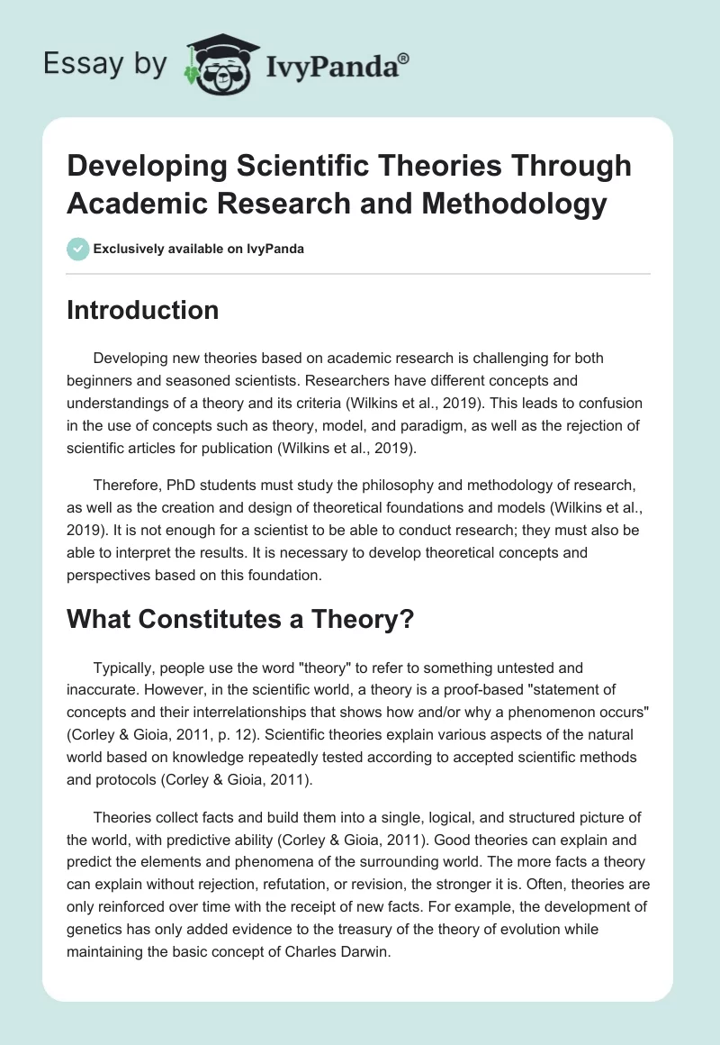Developing Scientific Theories Through Academic Research and Methodology. Page 1