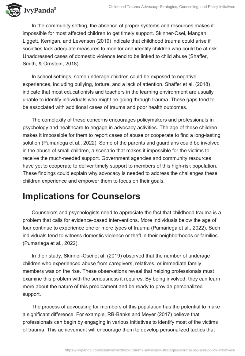 Childhood Trauma Advocacy: Strategies, Counseling, and Policy Initiatives. Page 2