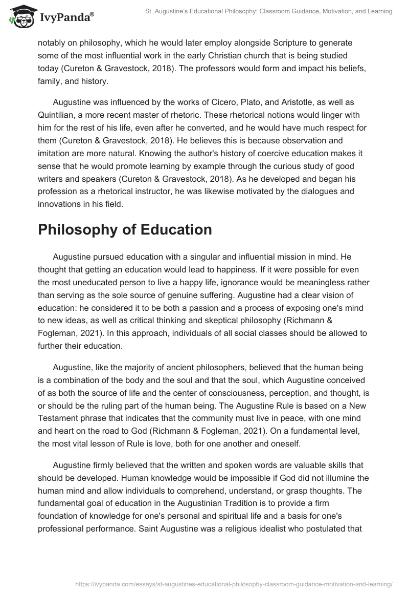 St. Augustine’s Educational Philosophy: Classroom Guidance, Motivation, and Learning. Page 2