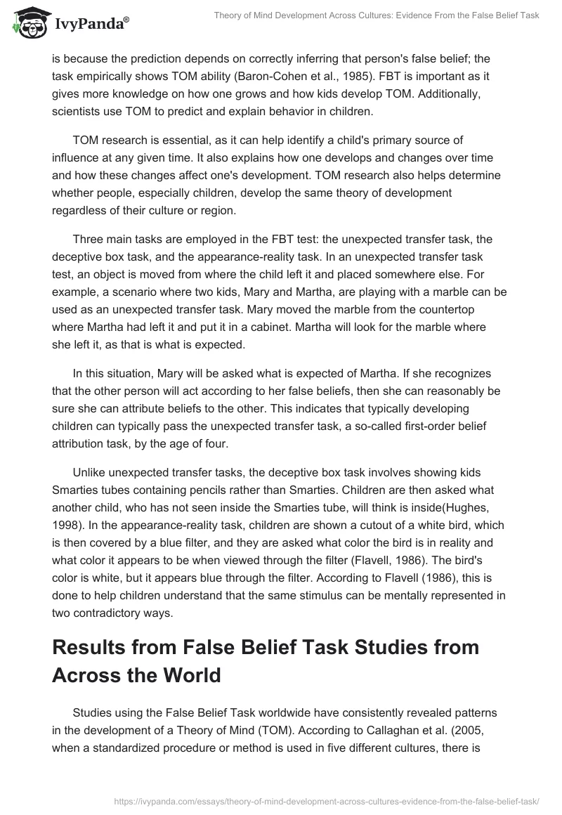 Theory of Mind Development Across Cultures: Evidence From the False Belief Task. Page 2