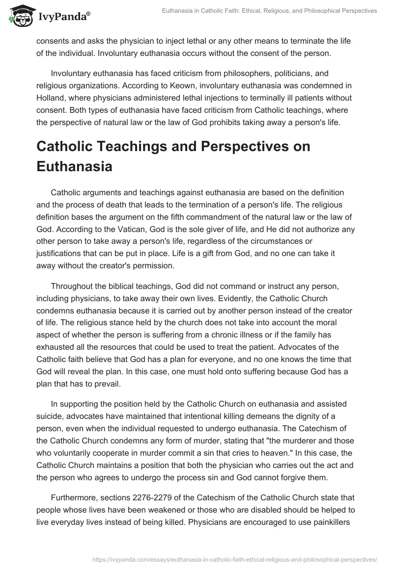 Euthanasia in Catholic Faith: Ethical, Religious, and Philosophical Perspectives. Page 2