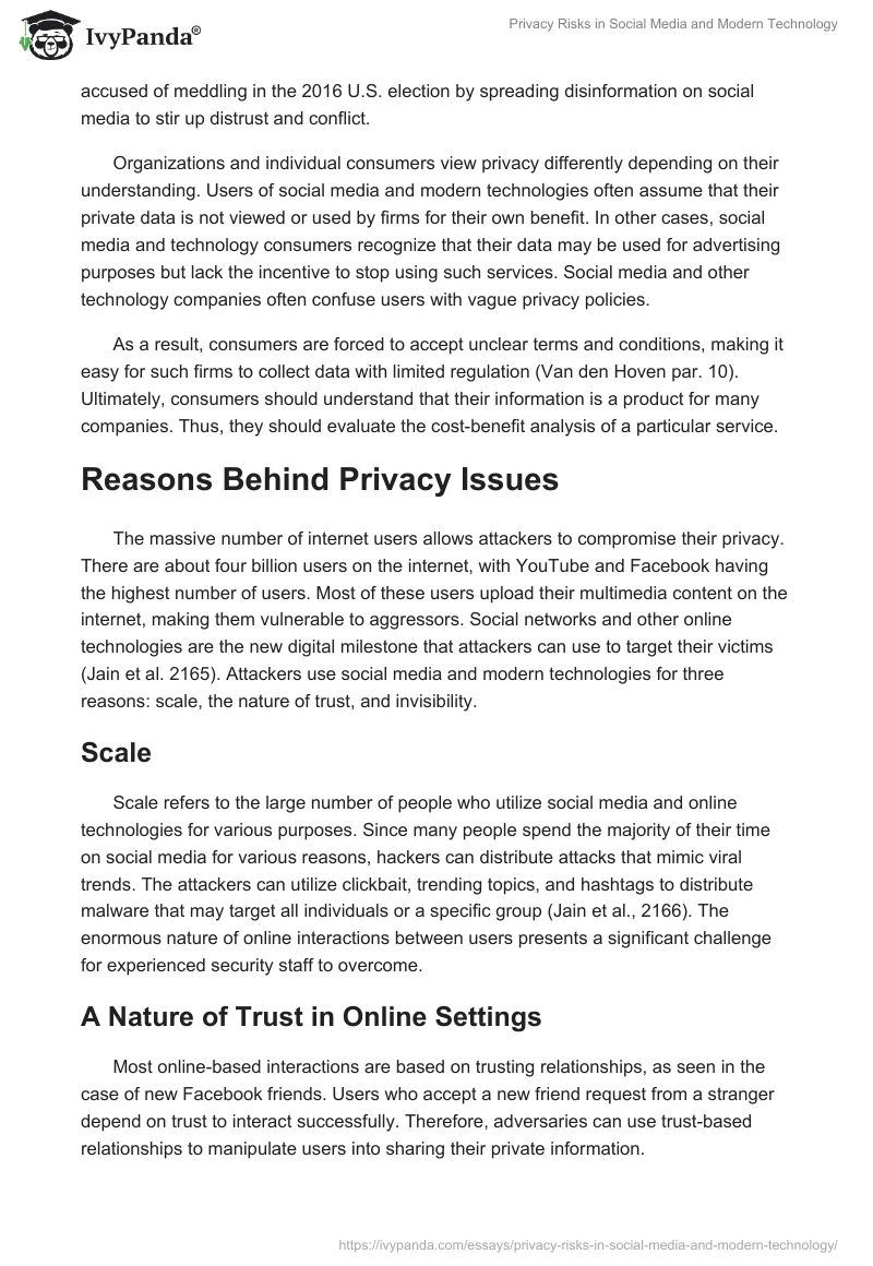 Privacy Risks in Social Media and Modern Technology. Page 2