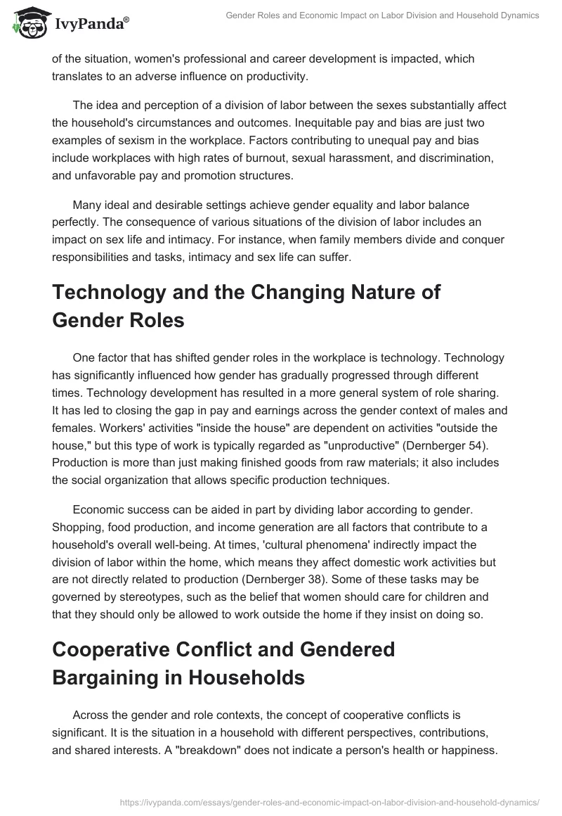 Gender Roles and Economic Impact on Labor Division and Household Dynamics. Page 2