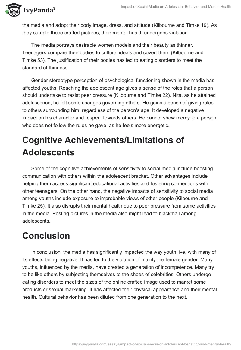 Impact of Social Media on Adolescent Behavior and Mental Health. Page 2