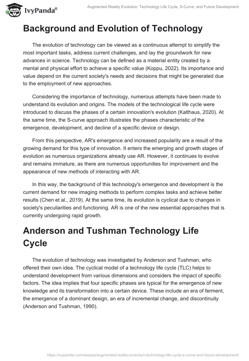 Augmented Reality Evolution: Technology Life Cycle, S-Curve, and Future Development. Page 2