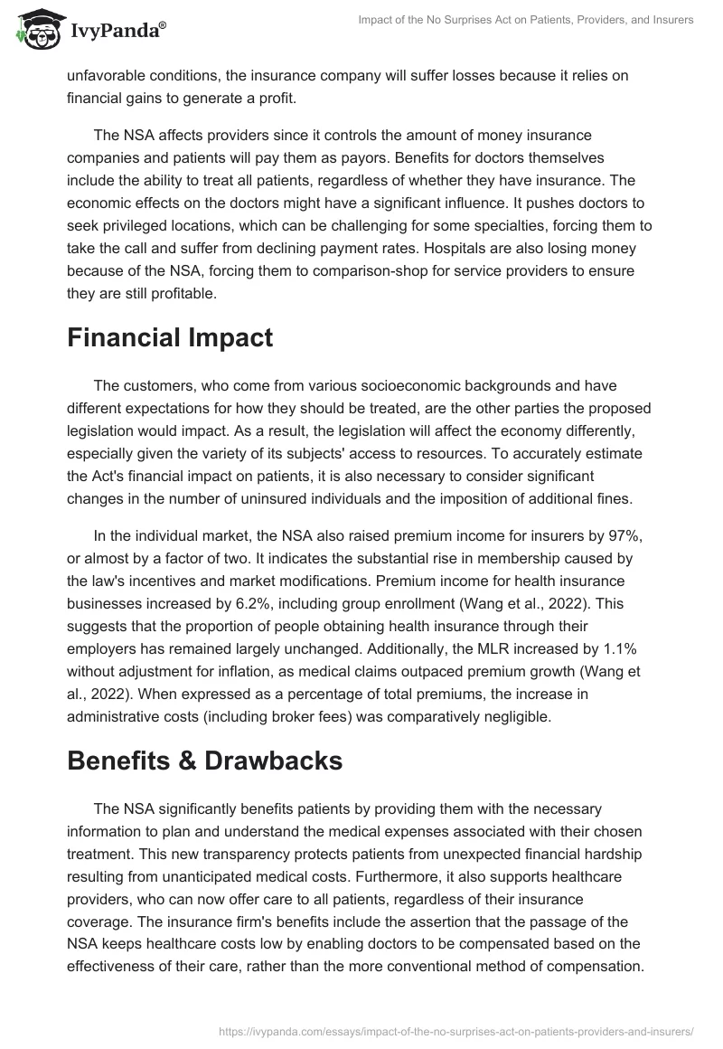 Impact of the No Surprises Act on Patients, Providers, and Insurers. Page 2