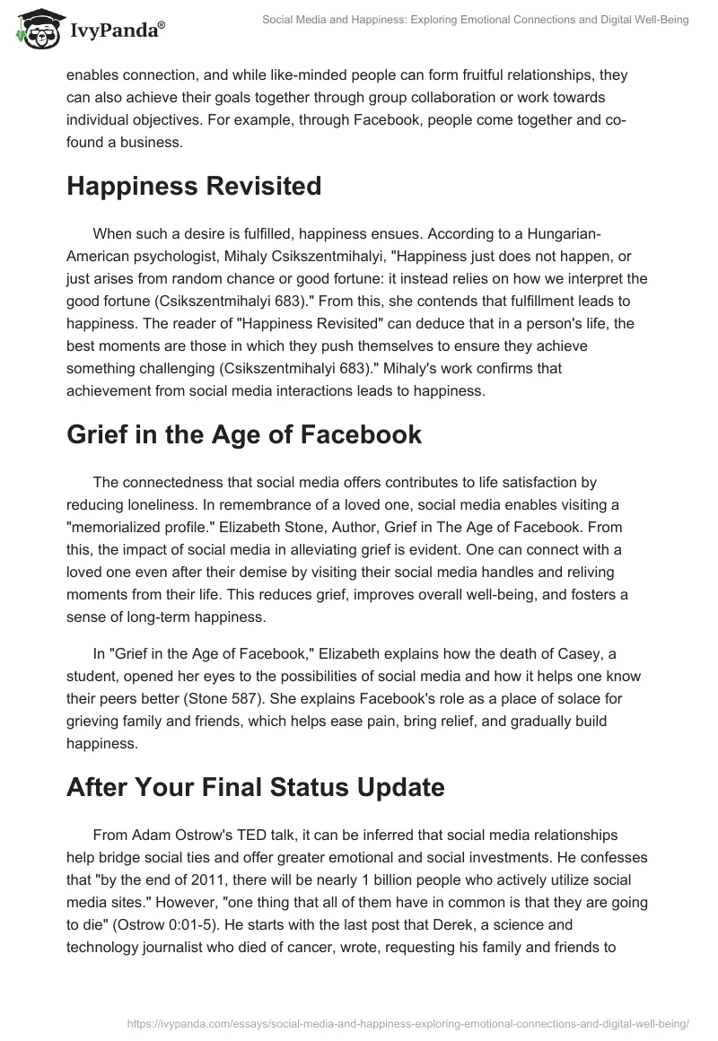 Social Media and Happiness: Exploring Emotional Connections and Digital Well-Being. Page 2
