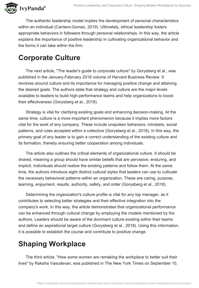 Positive Leadership and Corporate Culture: Shaping Modern Workplaces for Success. Page 2