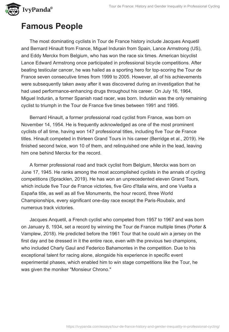 Tour de France: History and Gender Inequality in Professional Cycling. Page 2