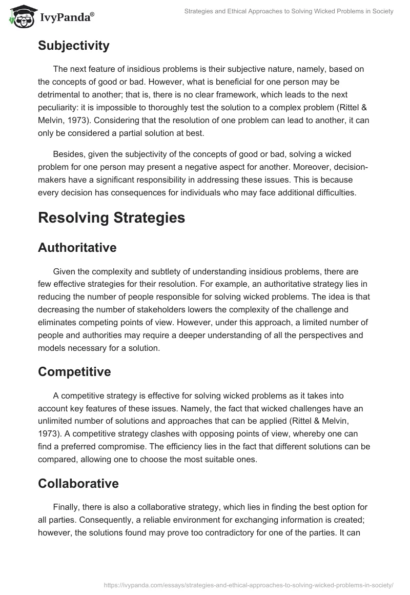 Strategies and Ethical Approaches to Solving Wicked Problems in Society. Page 2